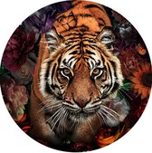 100 x 100 cm - Glasschilderij - rond schilderij - tijger - foto print op glas