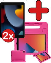 Kinderhoes Geschikt voor iPad 10.2 2021 Hoes Kinder Hoesje Kids Case Cover Kidsproof Met 2x Screenprotector - Hoesje Geschikt voor iPad 9 Hoesje Kinder Hoes - Roze