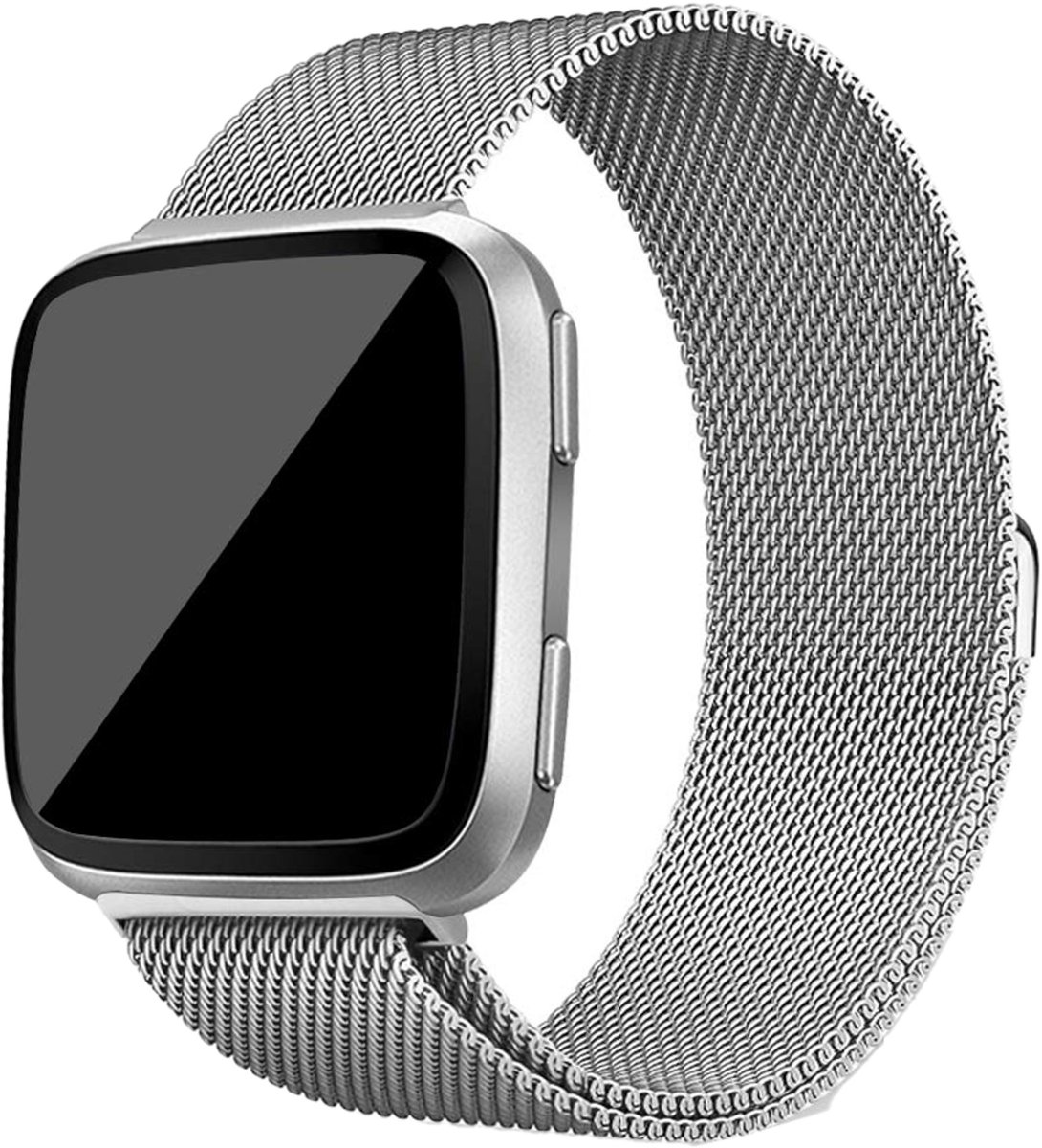 versa milanese band - zilver - Geschikt voor Fitbit - ML - Horlogeband Armband Polsband