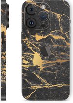 iPhone 14 Pro Skin Marmer Donker - Zwart - Geel - 3M Sticker - Wrap