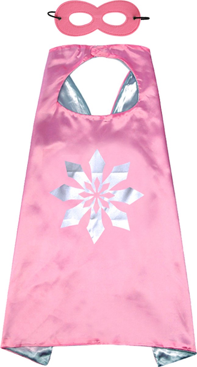 Prinsessenjurk meisje - Roze cape + Masker Prinsessen Verkleedkleding