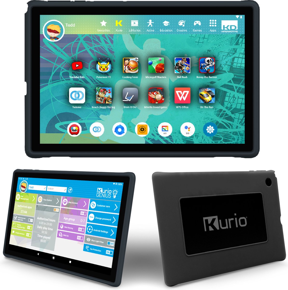 Kurio Tab XL 2 – Veilige Kindertablet – Ouderlijk toezicht - 100% Kids Proof – 10.1 inch – 16 GB – Android 10 GO – Grijs - Kurio