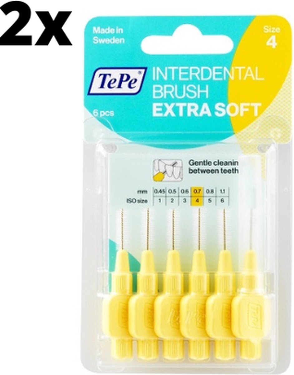 Goedkoopste TePe Extra Soft Lichtgeel 0,7mm - 2 x 6 stuks - Voordeelverpakking