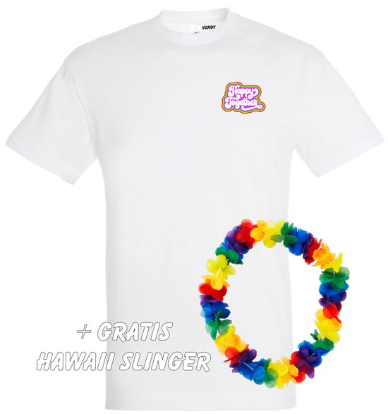 T-shirt Happy Together Regenboog klein | Love for all | Gay pride | Regenboog LHBTI | Wit | maat L