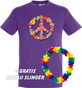 T-shirt Peace Flowers | Love for all | Gay pride | Regenboog LHBTI | Paars | maat 3XL