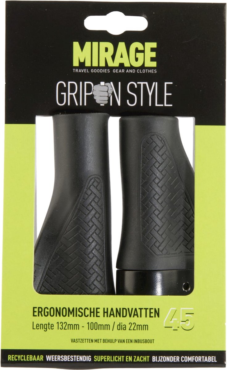 Handvatpaar Mirage Grips in style #45 - 132/100 mm met lockring  - zwart