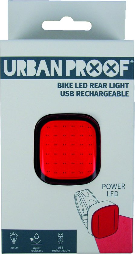 Achterlicht LED Urban Proof High Power vierkant - USB oplaadbaar
