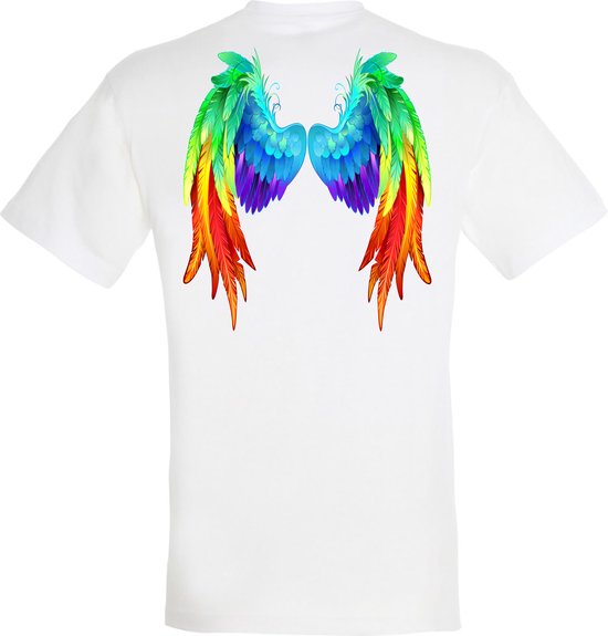 T-shirt Regenboog Vleugels | Love for all | Gay pride | Regenboog LHBTI | Wit | maat 3XL