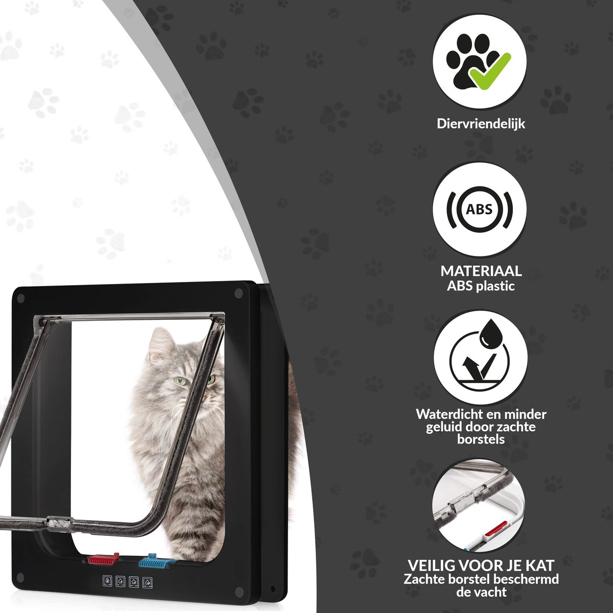 Lunspets – Kattenluik met Tunnel en Magnetische Sluiting – 19x20x5.5 cm - Waterdicht - Zwart thumbnail 2