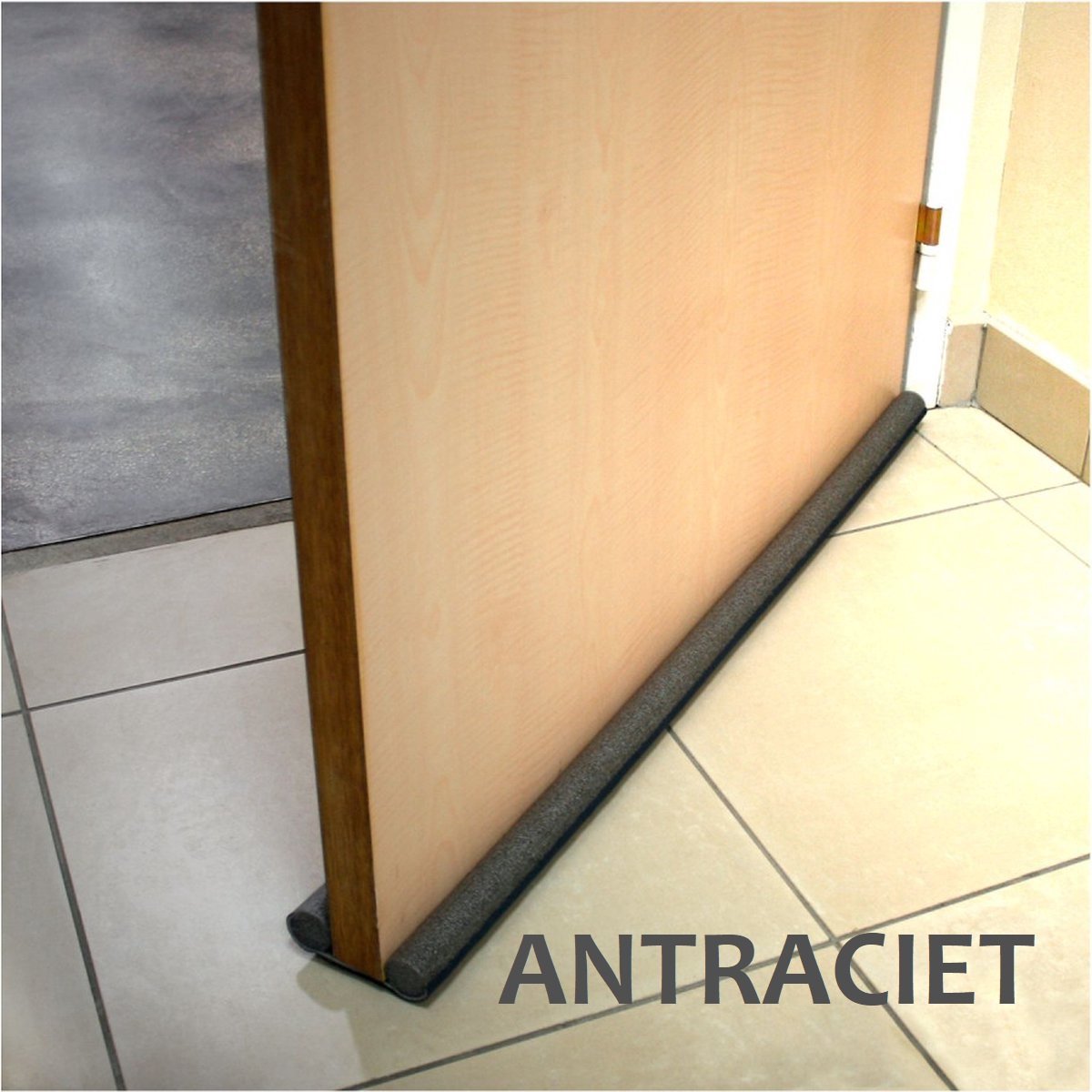 Luxe tochtstopper - Antraciet 92 cm - dubbele tochtrol - deur isolatie - tochtstopper - aanpasbaar