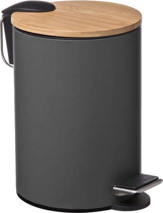 Spirella Pedaalemmer Cannes - zilver - 5L - metaal - 20 x 27 cm | Leen Bakker