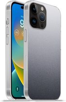 Geschikt voorApple Iphone 14 Pro Max hoesje - Aluminium print - Metaal - Grijs - Siliconen Telefoonhoesje