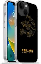 Geschikt voorApple Iphone 14 - Softcase hoesje - Zeeland - Nederland - Zwart - Goud - Siliconen Telefoonhoesje