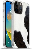 Geschikt voorApple Iphone 14 Pro - Softcase hoesje - Dierenprint - Koeien - Vacht - Siliconen Telefoonhoesje