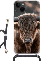 Geschikt voorApple Iphone 14 - Crossbody Case - Schotse hooglander - Vacht - Portret - Siliconen - Crossbody - Backcover met Koord - Telefoonhoesje met koord - Hoesje met touw