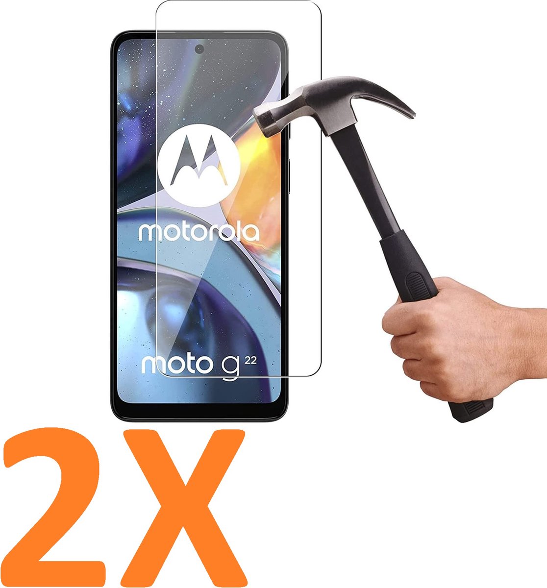 Screenprotector Glas - Tempered Glass Screen Protector Geschikt voor: Motorola Moto G22 - 2x