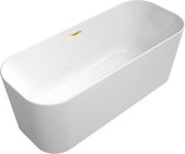 Villeroy & Boch Finion kunststof vrijstaand duobad quaryl ovaal 170x70x48cm incl. push-to-open afvoerplug + overloop gold/wit