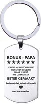Sleutelhanger RVS - Bonus Papa - Me - Vaderdag Cadeau