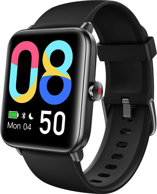 Lintelek Premium Smartwatch Dames en Heren - Geschikt voor IOS en Android - GT01 Horloge - GPS Tracker, Hartslagmeter en Stappenteller - Batterijduur van 7 dagen - Zwart