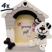 4x Kadertje frame fotolijst hond decoratie kinderkamer origineel kraamcadeau bedankje babyshower geschenk weggeefgeschenk