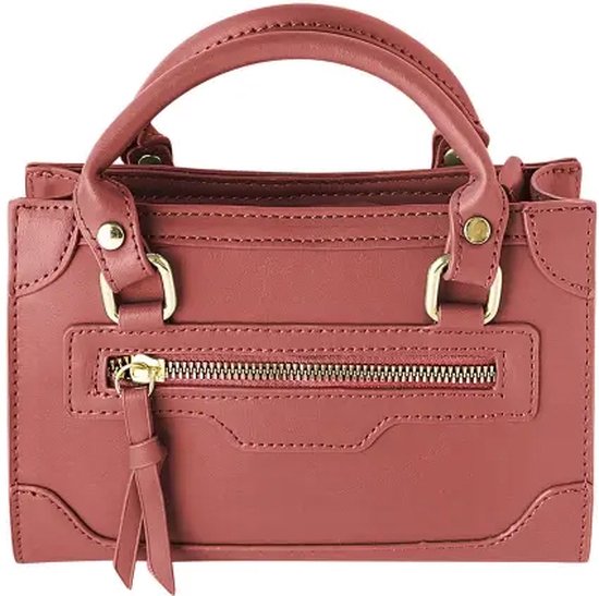 Bruine handtas met rits - nepleer - schoudertas - crossbody tas