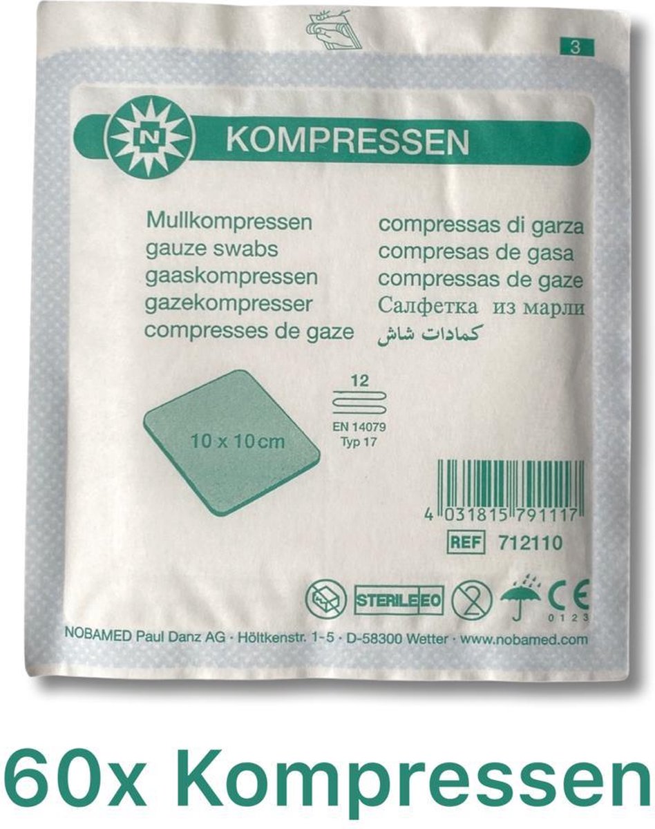 Noba Kompressen Gaaskompressen Steriele Gaasjes 12 Laags 10 X noba-kompressen-gaaskompressen-steriele-gaasjes-12-laags-10-x