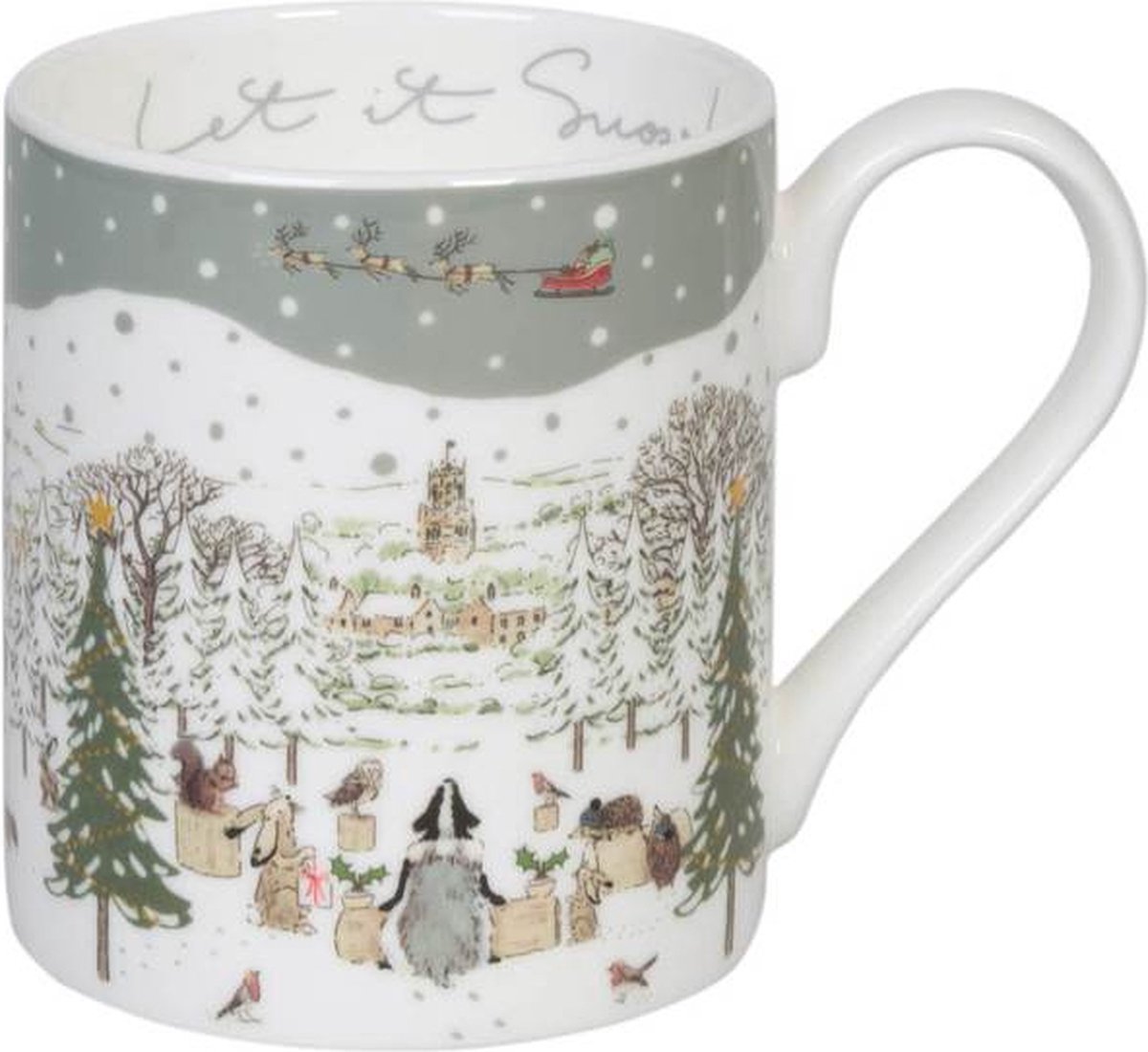 Feestelijk Bos Mok van Sophie Allport - Kerstbeker met bosdieren in de sneeuw - kopje voor koffie of thee - Kerstkopje - Kerstbeker - Kerstmok