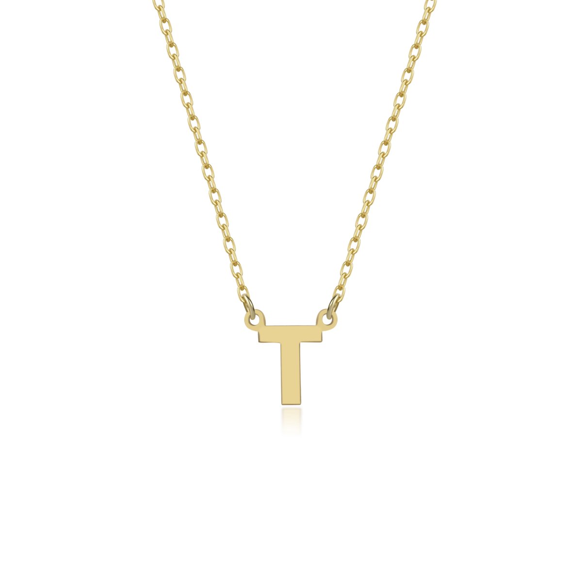 Letter T Initial Gold Plated Ketting Zilver (925 sterling) Trendy Minimalistisch Combi Bedel Goudkleurig Dames Meisje | Cadeau Voor Vrouw