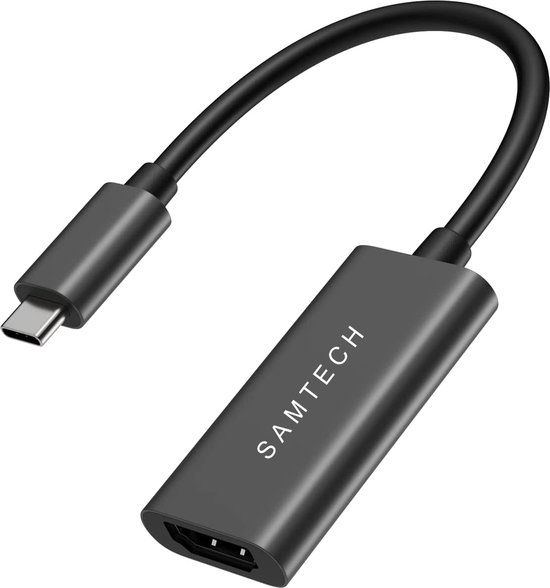 SAMTECH USB C naar HDMI adapter - HDMI Switch - 4K@60Hz - Premium Gold Plated - Geschikt voor o.a. Apple Surface XPS Dell Lenovo Samsung HP Macbook Chromebook ASUS SAMSUNG- Spacegrey - Aluminium