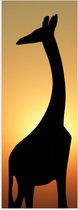 WallClassics - Poster Glanzend – Silhouette van Giraf voor Zonsondergang - 40x120 cm Foto op Posterpapier met Glanzende Afwerking