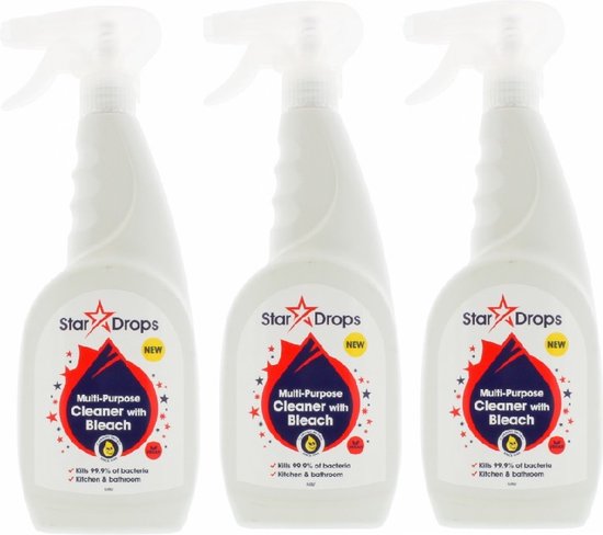 STARDROPS - 3x 750ml - Allesreiniger met Bleek - Wonder Wasmiddel - HET ...