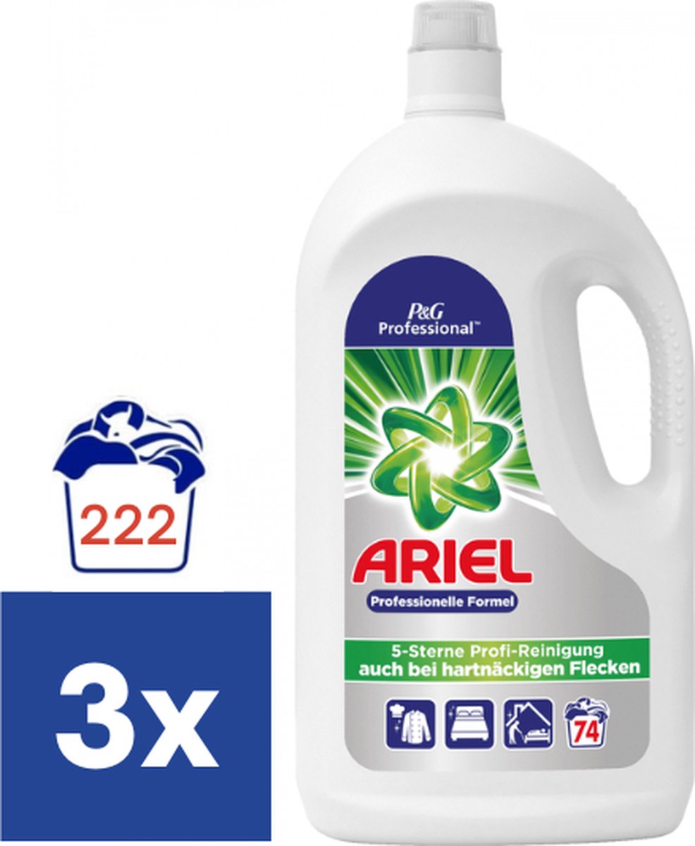 Ariel Regular Vloeibaar Wasmiddel - 3 x 3,85 L (222 Wasbeurten)