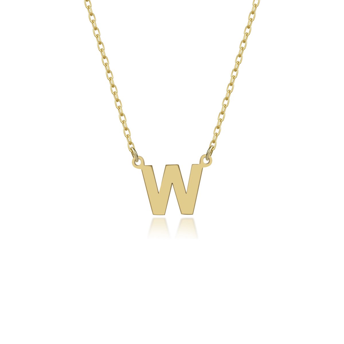 Letter W Initial Gold Plated Ketting Zilver (925 sterling) Trendy Minimalistisch Combi Bedel Goudkleurig Dames Meisje | Cadeau Voor Vrouw