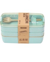 Bento Lunchbox - Lunchbox 900ml 3 couches - couverts inclus - Vert - Opline