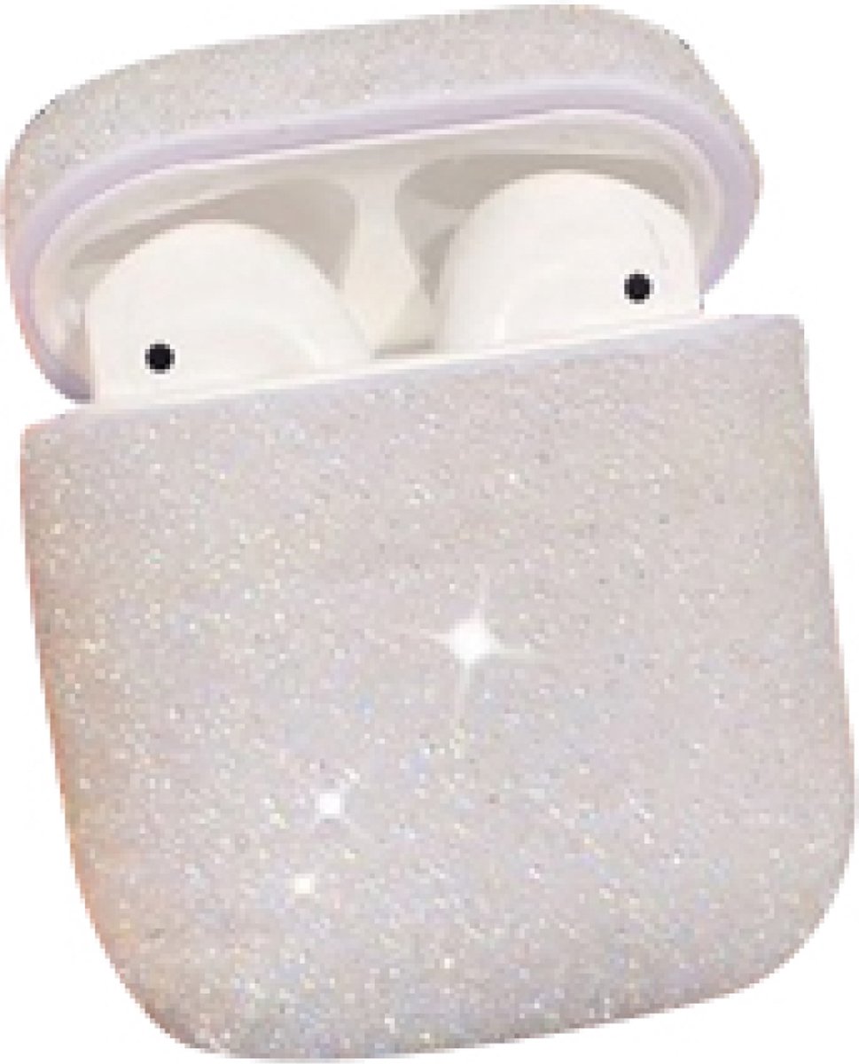 Hidzo hoes voor Apple's Airpods - Hard Case - Glitter - Wit
