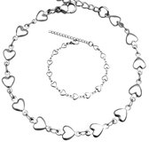 2-Delig- Ketting- Armband- Hartjes- RVS- Charme Bijoux