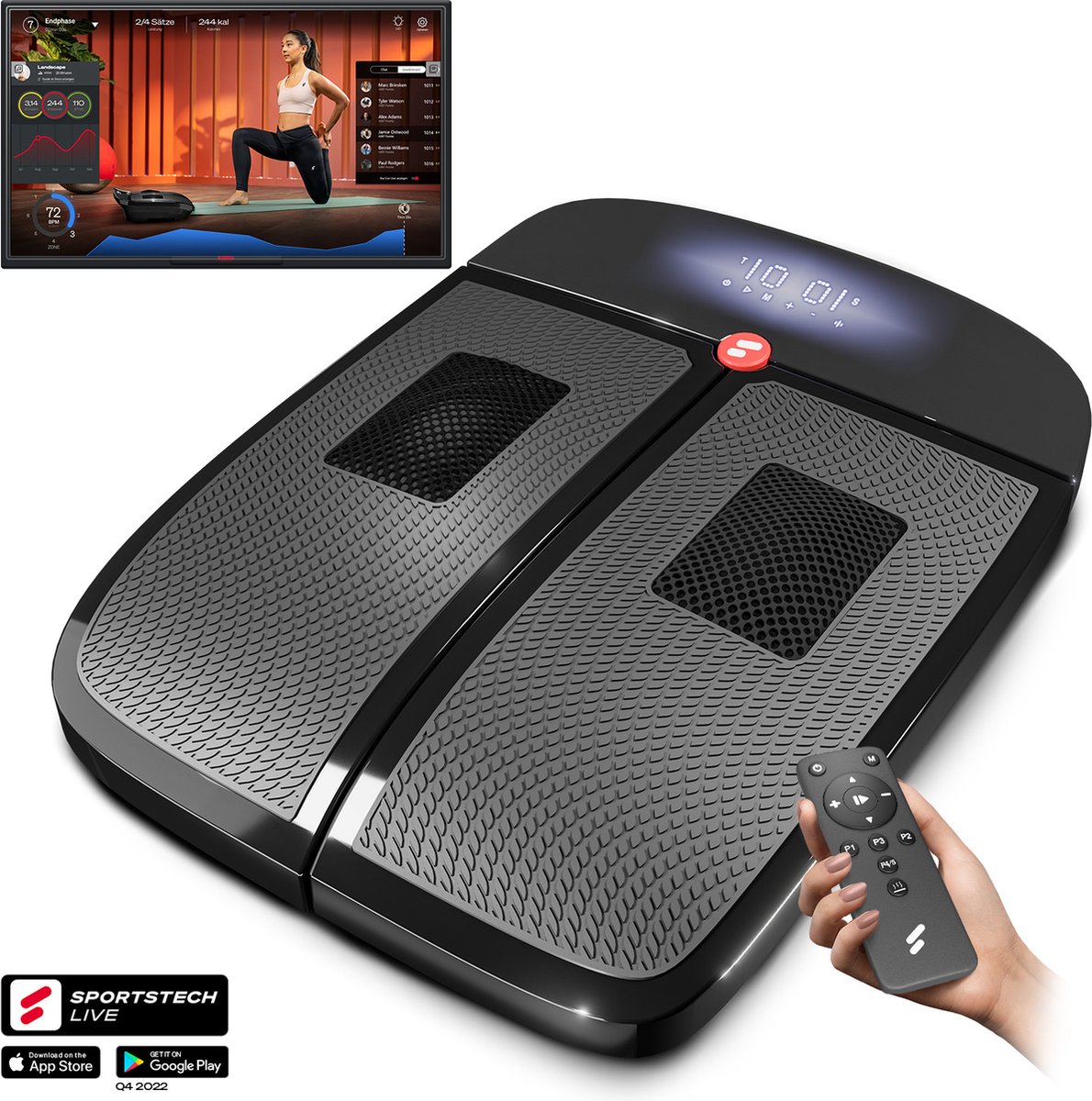 trilplaat + voetmassage – Sportstech VX350 – sterke en stille motor – 5 programma’s