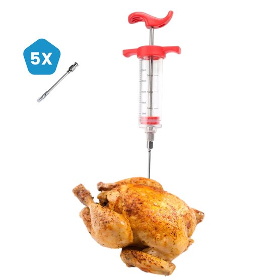 BukkitBow RVS Marinade Injector Injector Spuit voor BBQ Vlees Set