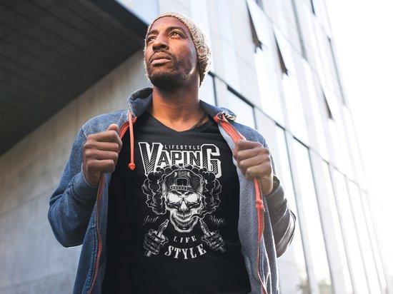 Rick & Rich Vaping tshirt - T-shirt L - Vaping tshirt - heren t shirts met ronde hals - Vaper tshirt - heren shirt korte mouw - Vaping lifestyle shirt - skull tshirt - shirt met opdruk