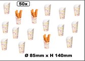 50x Karton Friet Container tasty 480ml - Wrapcups Patat friet frites bakje snack bak
