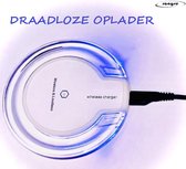Universele Draadloze Oplader - Wireless charger - Oplader geschikt voor o.a. iPhone & Samsung - Wit met blauwe Led verlichting