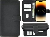 iPhone 14 Pro Hoesje - Bookcase - Pu Leder Wallet Book Case Zwart Cover
