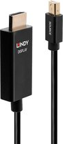 LINDY 40923 DisplayPort-kabel Aansluitkabel Mini DisplayPort stekker, HDMI-A stekker 3.00 m Zwart