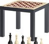 Afbeelding van het spelletje Tafeltje met schaakbord print incl. stukken - zwart - MET opdruk stukken