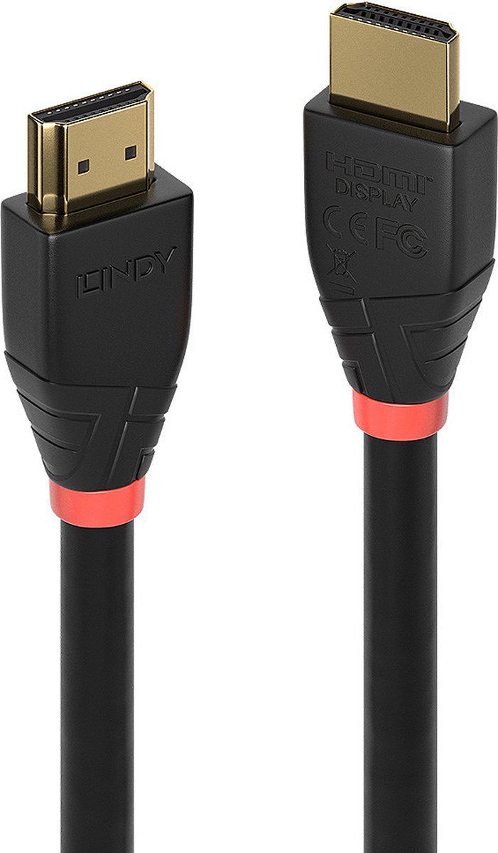 Lindy - HDMI-kabel - HDMI (M) naar HDMI (M) - 10 m - beschermd - zwart - rond, 4K ondersteuning, actief