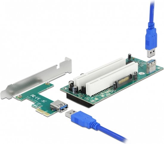 Delock Riser Card PCI Express x1 to 2 x PCI 32 Bit Slot with 60 cm ...