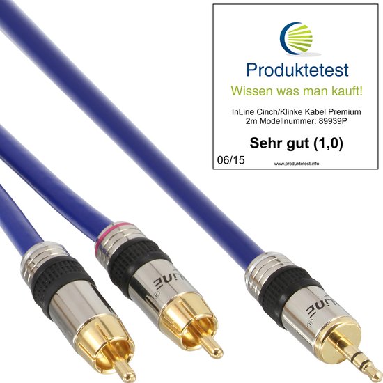 Premium 3,5mm Jack - Tulp stereo audio kabel / blauw - 0,50 meter