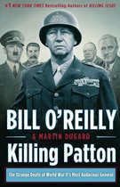 Boekomslag: Generaal George S. Patton in het midden, met Hitler, Stalin en Roosevelt op de achtergrond. Titel: "Killing Patton".