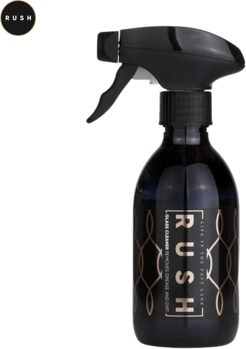 RUSH Glass Cleaner - 300 ml - streeploos schone ruiten - reinigt snel en droogt streeploos - geschikt voor binnen en buitenzijde - verwijdert vet, vuil, stof en vingerafdrukken