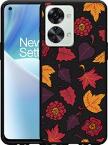 OnePlus Nord 2T Hoesje Zwart Herfstbladeren - Designed by Cazy